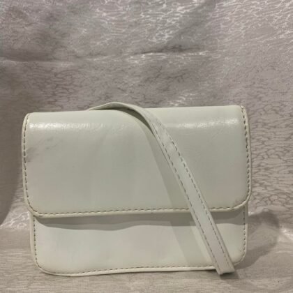 White Leather Mini Sling Bag