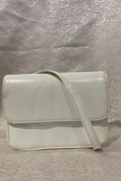 White Leather Mini Sling Bag