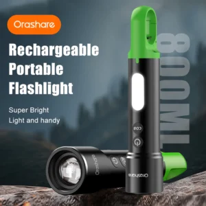 Rechargeable Flashlight COB Super Bright Torch With Hook