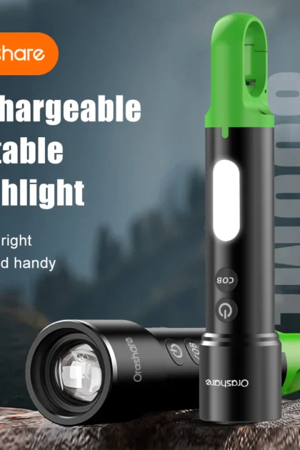 Rechargeable Flashlight COB Super Bright Torch With Hook